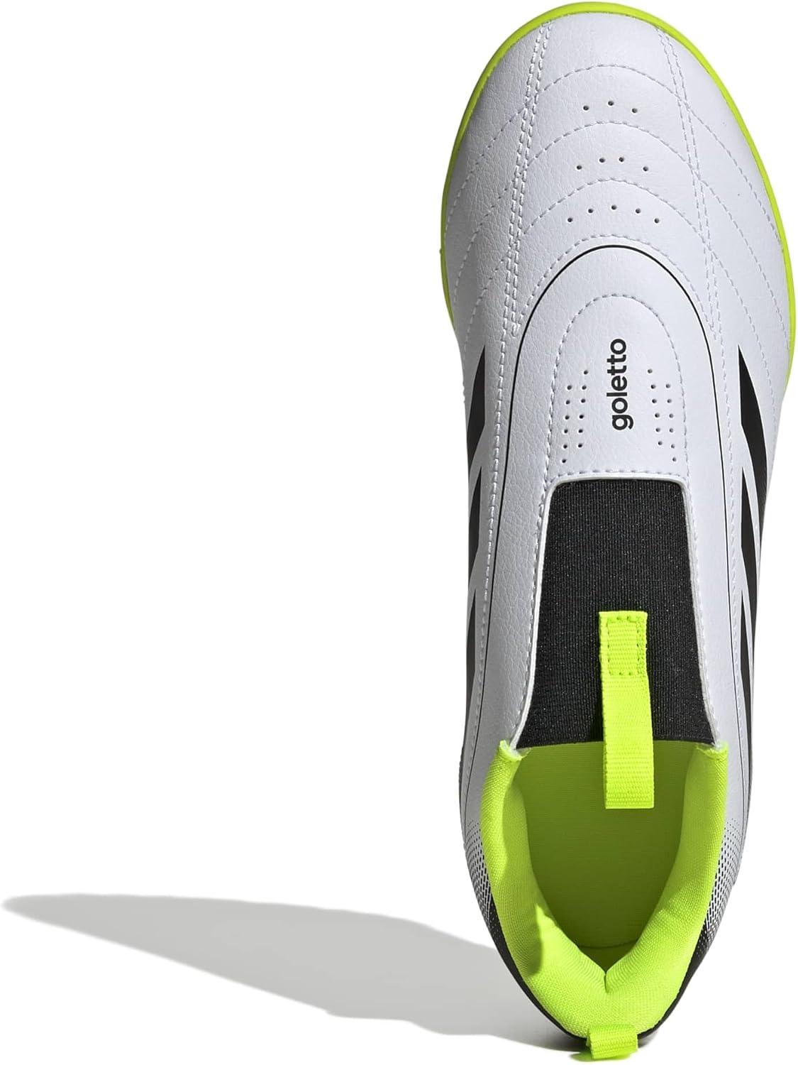 adidas Kids' Goletto IX Laceless Turf 3 Big Kid White/Black/Lucid Lemon